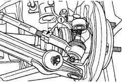 Отметьте взаимное положение рулевой тяги, контргайки наконечника рулевой тяги и наконечника рулевой тяги (1)