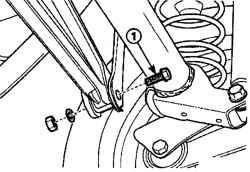 Расположение болта (1) крепления поперечной балки к кронштейну кузова