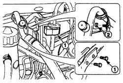 Расположение болтов (1) крепления опорной балки со стороны водителя