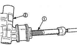 Место проверки реечной зубчатой передачи (1) и корпуса (2) рулевого механизма на отсутствие повреждений или износа