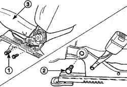 Расположение болтов крепления подушки (1) переднего сиденья (3) и спинки (2)