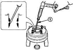 Использование молотка и отвертки (1) для снятия кольца внутреннего подшипника