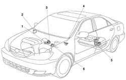 Расположение основных элементов системы управления двигателем на автомобиле