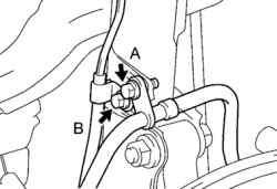 Порядок затягивания болтов крепления держателя тормозного шланга и жгута проводов датчика частоты вращения (ABS)