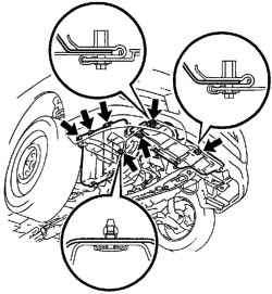 Схема установки нижнего правого щитка двигателя