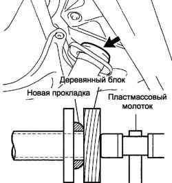 Схема запрессовки прокладки передней части выхлопной трубы