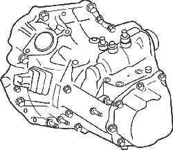 Расположение болтов (A, B, C) крепления коробки передач к двигателю на моделях 4WD с 2001 года