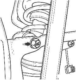 Расположение болта крепления верхнего рычага к кронштейну на продольном рычаге задней подвески на моделях с 2001 года