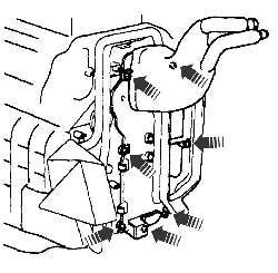 Расположение винтов крепления испарителя к блоку системы кондиционирования воздуха на автомобилях выпуска с 2001 года