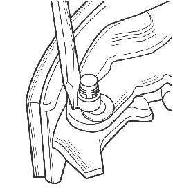 Снятие стопорного кольца крепления рычага стояночного тормоза к задней тормозной колодке