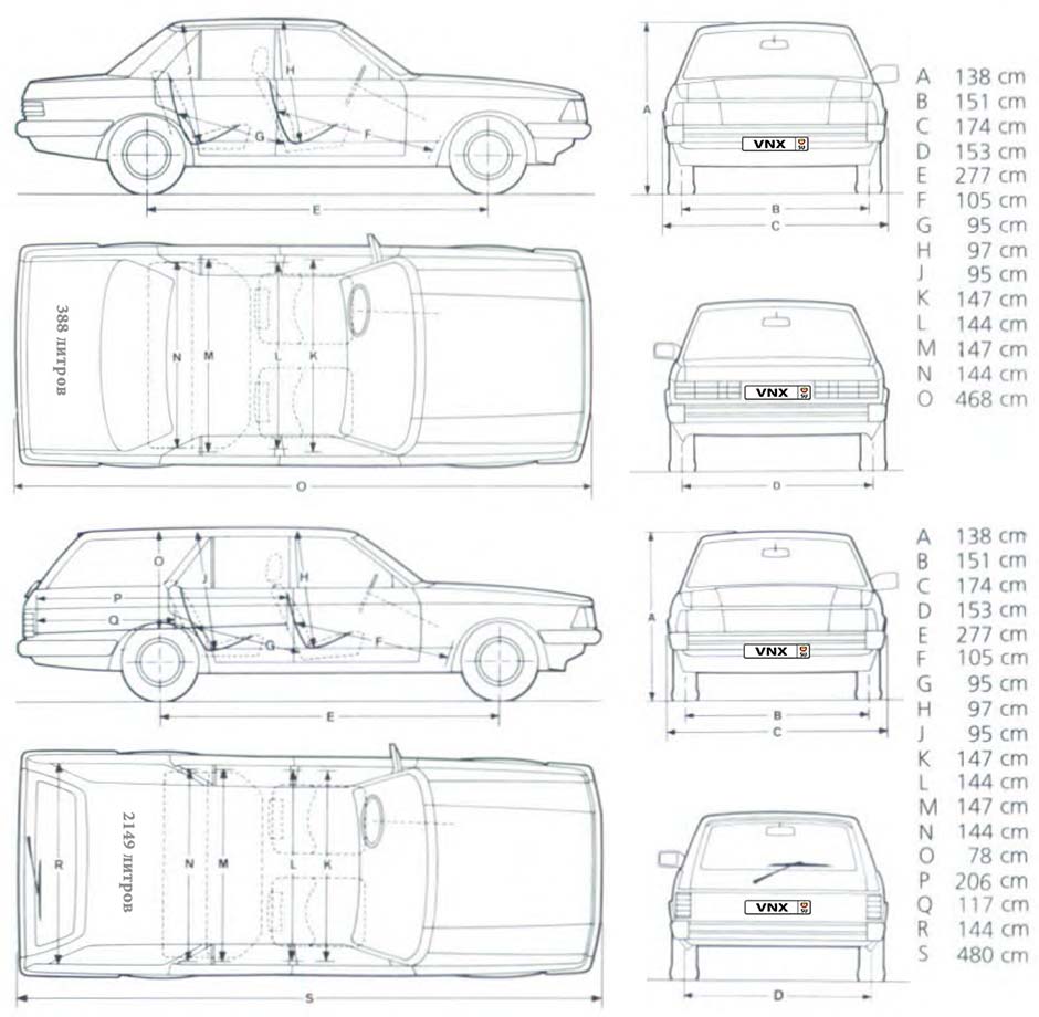 Габаритные размеры Форд Гранада 1977-1985 (dimensions Ford Granada II)