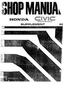 Honda Civic Coupe CRX 1990 Shop Manual Supplement