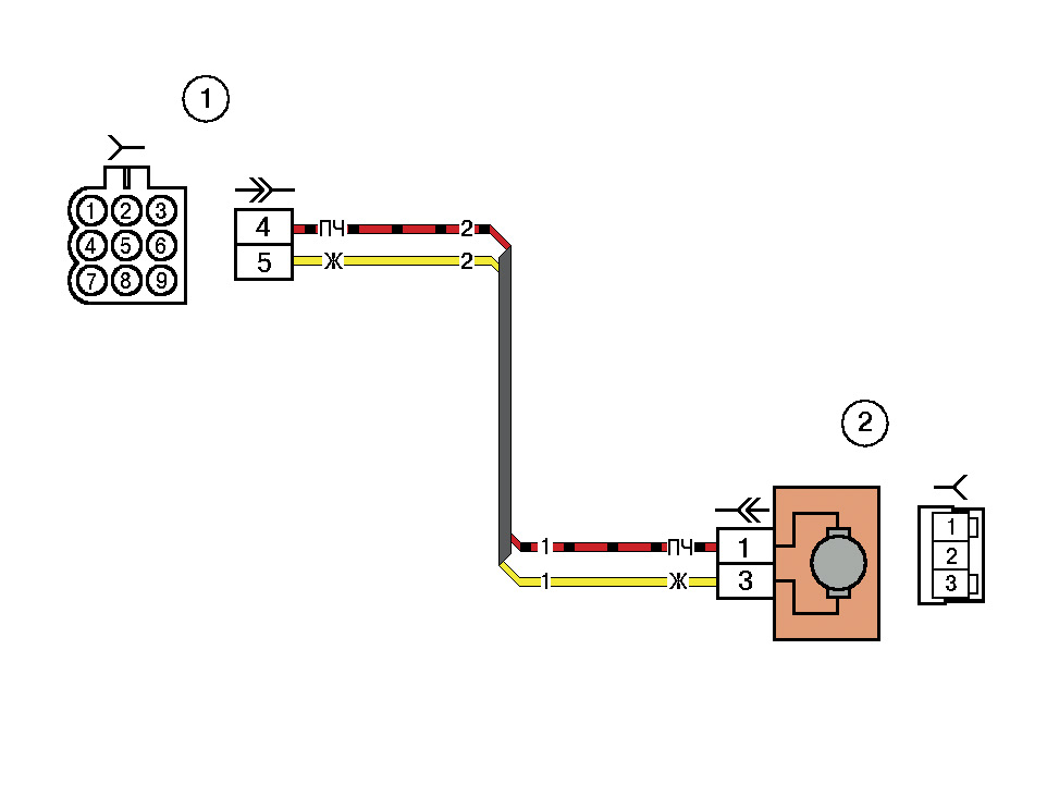 Схема электрических соединений жгута проводов дополнительного заднего правого (задней двери) автомобиля LADA 2170