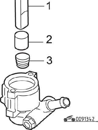Использование подходящего инструмента (1) втулки соответствующего диаметра (2) для вдавливания втулки (3) в корпус