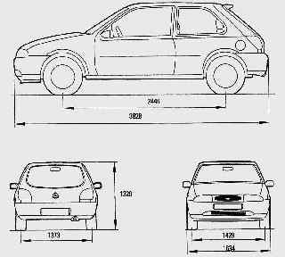 Габаритные размеры автомобиля Ford Fiesta