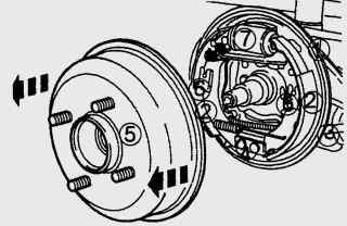 Барабанный тормозной механизм заднего колеса