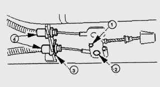 Соединение переднего и задних тросов стояночного тормоза