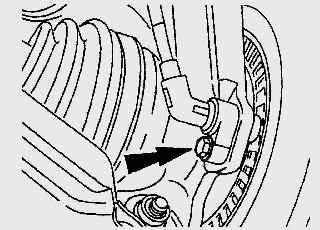 Расположение датчика ABS на поворотном кулаке