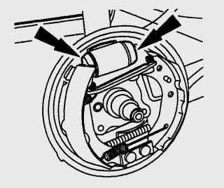 Места установки тормозных колодок на поршни колесного тормозного цилиндра