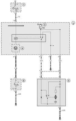 Схема 1. Соединения стеклоочистителя и стеклоомывателя ветрового стекла