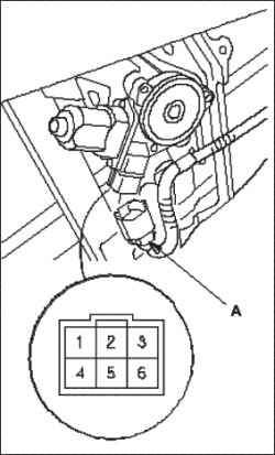 Проверка выключателя стеклоподъемника со стороны переднего пассажира