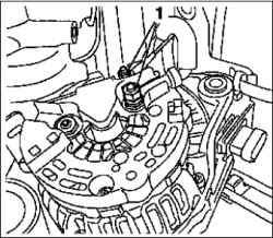 Снятие и установка генератора (двигатель Z18XE, с кондиционером)