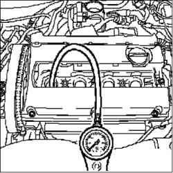 Проверка потери давления в двигателе (двигатель 1,8 л)