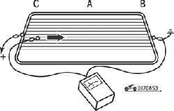Определение обрыва нагревательного элемента заднего стекла в зоне С–А