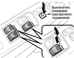 Кнопки управления стеклоподъемниками дверей пассажиров
