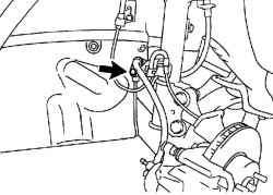 Отсоединение тормозного шланга и жгута проводов датчика частоты вращения (ABS)
