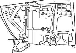 Расположение винтов крепления кожуха испарителя на автомобилях выпуска до 2001 года