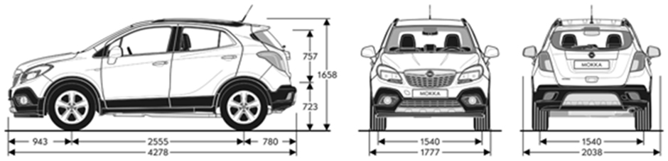 Габаритные размеры Опель Мокка (dimensions Opel Mokka)