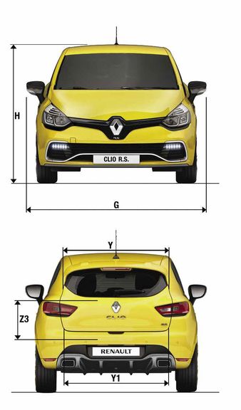 Габаритные размеры Renault Clio Sport RS 2014 - высота