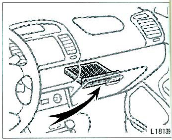 Фильтр кондиционирования воздуха расположен сзади ящика для перчаток Тойота Камри 2001-2006