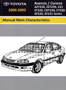 Main Characteristics Toyota Avensis модельный ряд выпуска 2000 года
