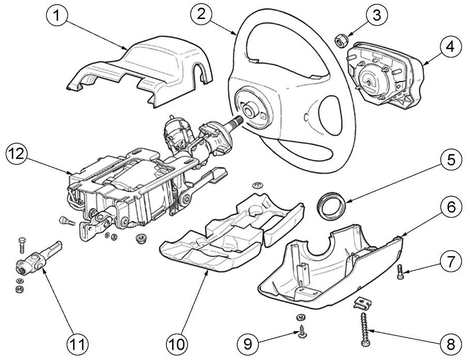 Детали рулевого управления автомобиля LADA Priora с МНПБВ приведены на рисунке 6.